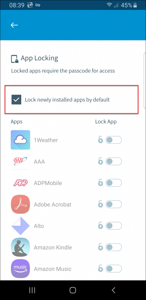 android remove app snap lock